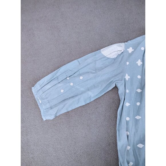 NWT World of Crow Relaxed Fit Midi-Dress Blue Sz (L) Oversize Lagenlook Coastal - Picture 8 of 11